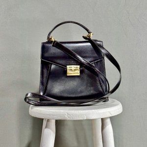 Vintage MARK CROSS crossbody KELLY bag handbag purse / black smooth leather
